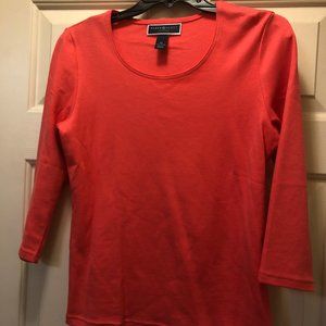 Karen Scott Petite Coral 3/4 Sleeve Top